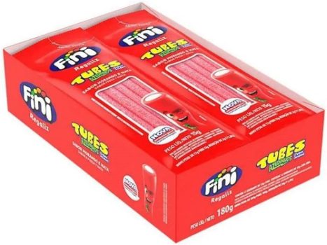 Mini Bala de Gelatina Tubes Morango Cítrico 17g c/12 – Fini