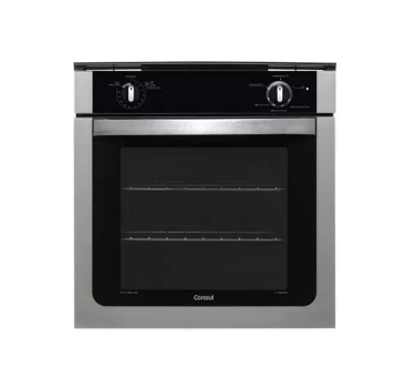 Forno a Gás de Embutir Consul Grill Autolimpante – com Timer 78L Preto e Prata COA84BR