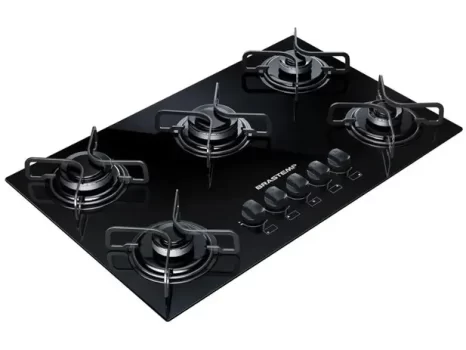Cooktop Brastemp 5 Bocas com Vidro Temperado Preto – Acendimento Super Automático BDD75AE Bivolt