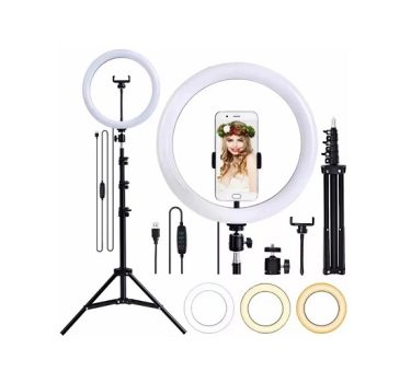 Inland Sounds Ring Light 10 Pol 26cm Tripé 2,1 metros Profissional Anel de Led três tonalidades de luz