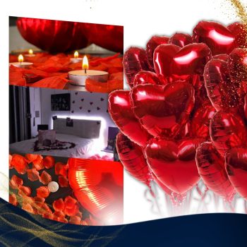 Kit Surpresa Namorados Aljatec 200 Pétalas 6 Velas 3 Balão Coração Romântica Decoração Romantica Namorada