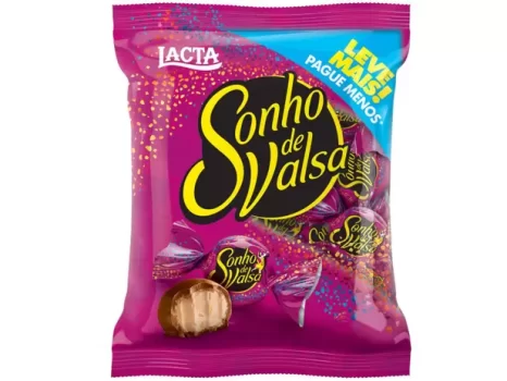 Pacote de Bombom Chocolate Sonho de Valsa – ao Leite 1kg Lacta