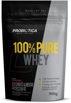 100% Pure Whey Nova Fórmula – 900g Refil Morango – Probiótica
