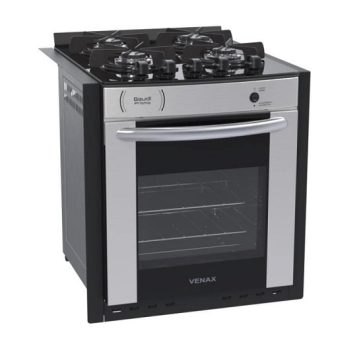Fogao A Gas De Embutir Gaudi Prisma Vitreo Bl 4q Inox Gas Glp