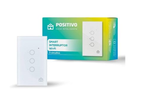Smart Interruptor Wi-Fi Positivo Casa Inteligente, 3 Módulos, Touch, Branco – Compatível com Alexa