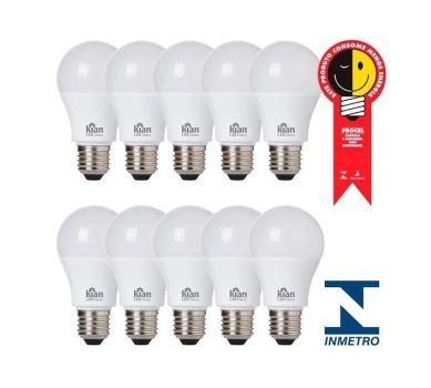 Kit com 10 Lâmpadas Led E27 9w Bivolt Branca Fria 6500k Ou Amarela Quente 3000k Casa E Comercio (Branca Quente (Amarela))