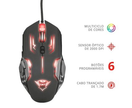 Mouse Gamer LED GXT 108 Rava 6 botões 2000dpi – Trust