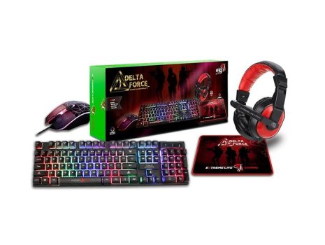 Combo Gamer Mouse + Teclado + Headset + Mousepad Delta Force – CGDF41 ELG