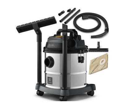 Aspirador água pó Electrolux função sopro compacto liquidos quimicos inox 1800W 20L total 15L util protetor termico GT20i 127v