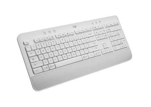 Teclado Sem Fio Logitech Signature K650 Com Apoio para as Mãos, Resistente a Derramamentos, Teclado Numérico, Conexão Bluetooth ou Receptor USB Logi Bolt – Branco