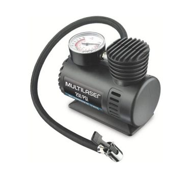 Compressor de Ar 12v Vazão 15l + Min 250psi 3 Bicos Adaptadores Multilaser – AU601