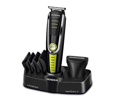 Aparador de Pelos Super Groom 06, Mondial, Preto/Verde, 6W, Bivolt – BG-04
