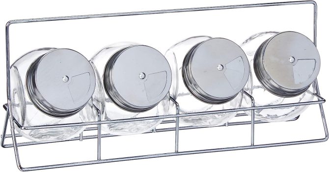 Porta Condimentos Bubble com Suporte 4 Peças Euro Incolor / Inox