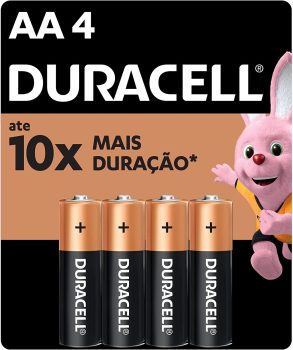 Pilha Alcalina AA Pequena DURACELL Com 4 Unidades
