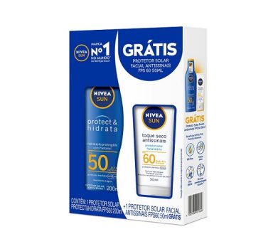 NIVEA SUN Kit Protetor Solar Protect & Hidrata FPS50 200ml + NIVEA SUN Facial FPS60 50gr, Nivea
