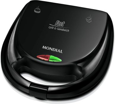 Sanduicheira Mondial, Fast Grill & Sandwich, 127V, Preto, 750W – S-12