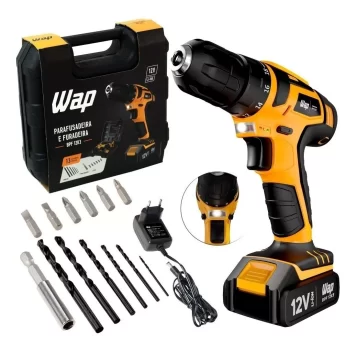 Furadeira parafusadeira sem fio de 10mm Wap BPF 12K3 12V + accesorios 110V/220V