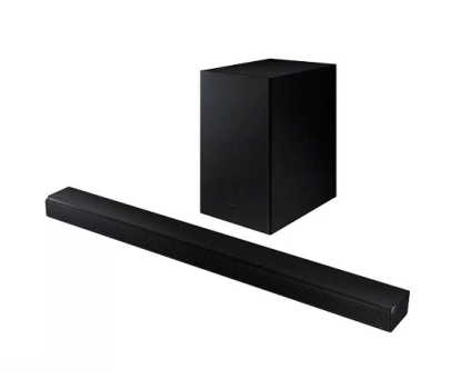 Soundbar Samsung, 2.1 Canais, 410W RMS, Bluetooth, Subwoofer Sem Fio, Preto – HW-A555