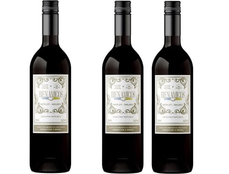 Leve 3 e pague 1 – Vinho Tinto Seco Bien Amigos, Merlot – Malbec, Garrafa 750 ml