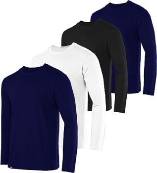 Kit com 4 Camisetas Masculinas Básicas Manga Longa Slim Fitness