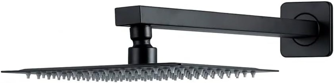 Pingoo.casa, Ducha Chuveiro, Quadrado, Modelo Slim, Produzida em Aço Inox 304, Alta Resistência à Corrosão, 20cm, Mundaú, Preto