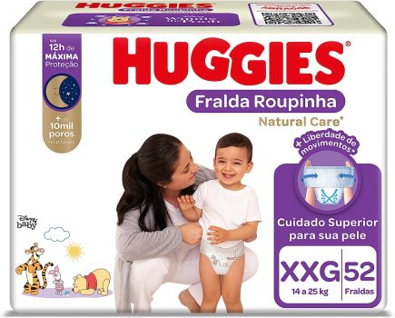 Fralda Huggies NATURAL CARE ROUPINHA XXG 52 unidades