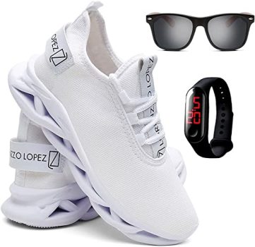 Kit Tênis Masculino de Corrida e Caminhada + Óculos de Sol Madeirado e Relógio