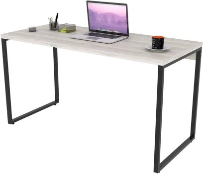 Mesa para Escritório Office Estilo Industrial 1,35m, Trevalla, Kuadra, Snow/Est.Preta