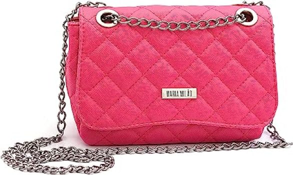 Bolsa Feminina Maria Milão Corrente Transversal Matelassê Pink