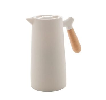 GARRAFA TÉRMICA PLÁSTICO C/CABO MADEIRA NÓRDICA BRANCA 1l