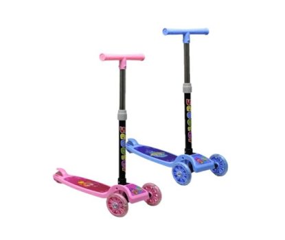 Patinete Infantil 3 Rodas Dobrável Com Luzes LED Altura Regulável