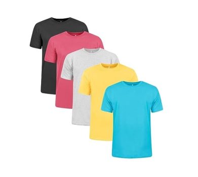 Kit 5 Camisetas Masculinas Básicas 100% Algodão Penteado