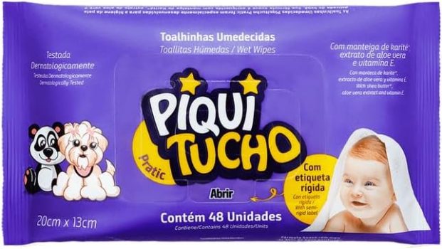 Piquitucho Pratic – Toalhas Umedecidas, 1 Unidade com 48 toalhas