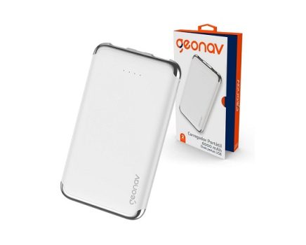 Geonav Carregador Portátil Universal 6.000mAh, 2 portas USB 2.1A, Led Indicador de bateria, PB6kWT, Branco