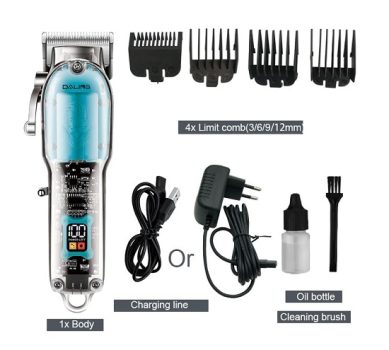 DALING DL-1539 cortador de cabelo profissional, usb, Com Visor Recarregavel Sem Fio