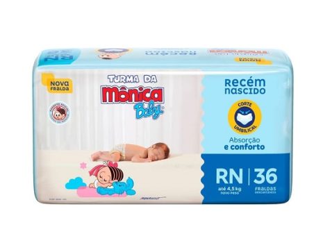 Turma da Mônica Baby – Fralda, Jumbo, RN, 36 Unidades