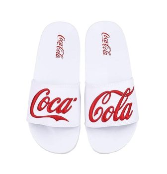 Slide Logo Coca Bordado, Sandálias Coca-Cola, Branco/Branco, Masculino, 36