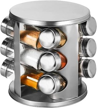 Porta Condimentos Giratório 12 Frascos Cromado Aço Inox- FUTURO