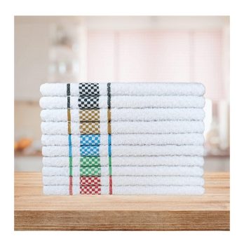 Kit 10 Pano de Prato Atoalhado Para Cozinha Felpudo Premium 45x70cm 370g/m² 100% Algodão – Azul