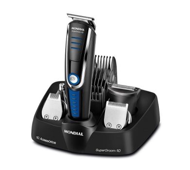 Aparador de Pelos Super Groom 10, Mondial, Preto/Azul, 6W, Bivolt – BG-03