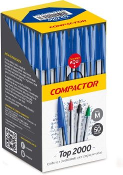 Caneta Esferográfica, Compactor 00013AZ, Azul, Pacote de 50
