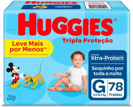 Huggies Tripla Proteção – Fralda descartável, Tamanho G, 78 Fraldas