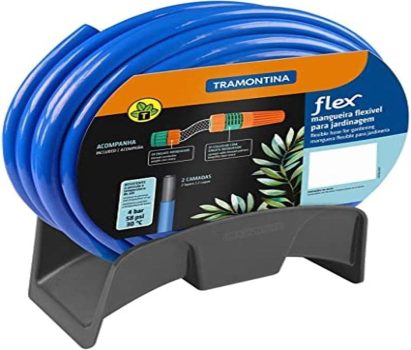 Mangueira para Jardim com Esguicho E Suporte Flex 20 Metros Azul
