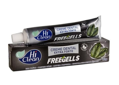 Creme Dental Vegano, Com Flúor, Sabor Freegells Extra Forte, Previne Cáries, Limpeza Profunda, Hi Clean, 90g