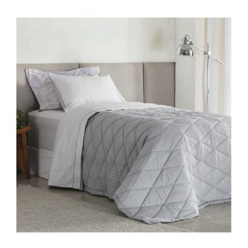 Jogo de Cama Solteiro Percal 180 Fios Buddemeyer Basic Percalle 100% Algodão Penteado Cinza 3 peças