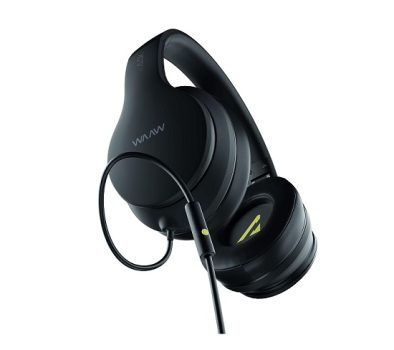 Fone de Ouvido WAAW by ALOK SENSE 100HW Over Ear, Dobrável, Cabo 1,2m e Microfone Integrado, Preto e Verde, Regulável