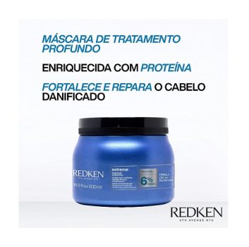 Redken Máscara de Tratamento Extreme | Máscara capilar para cabelos danificados e quebradiços | Repara e fortalece | Promove brilho e maleabilidade | 500ml