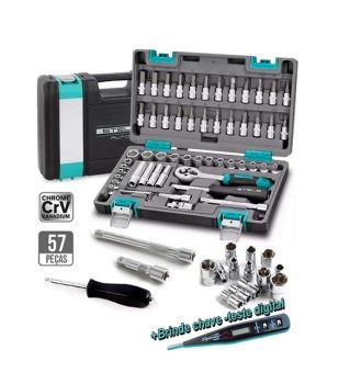 KIT DE FERRAMENTA COM MALETA 1/4 CRV 57 PEÇAS – STELS