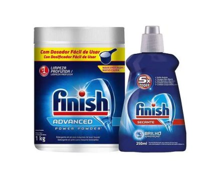 Kit Detergente em Pó para Lava-Louças Finish – 1kg + Secante para Lava-louças 250ml