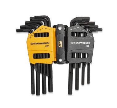 GEARWRENCH Conjunto de chaves hexagonais métricas, SAE/braço longo, 26 peças